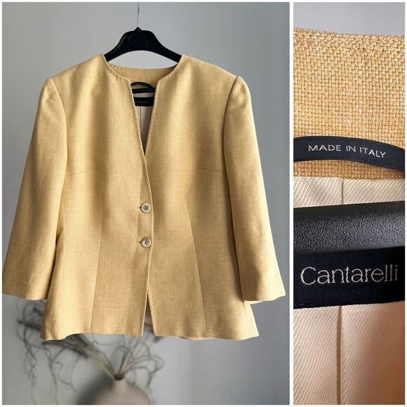 Cantarelli Italy Linen Blend Blazer Jacket Size 42 - Picture 1 of 3